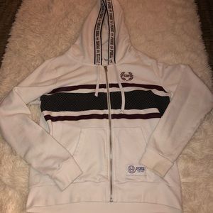 PINK white/burgundy zip up jacket
